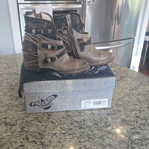 Freebird Brown Ankle Boots with Buckle Detail